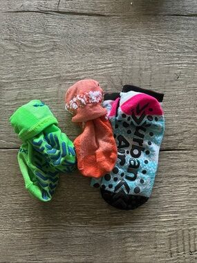 Kids Grippy Socks Trio - Green, Orange & Blue
